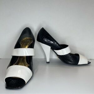 J. Renee Black and White Women's Heels size 10m. Pre-owned. Soles worn.